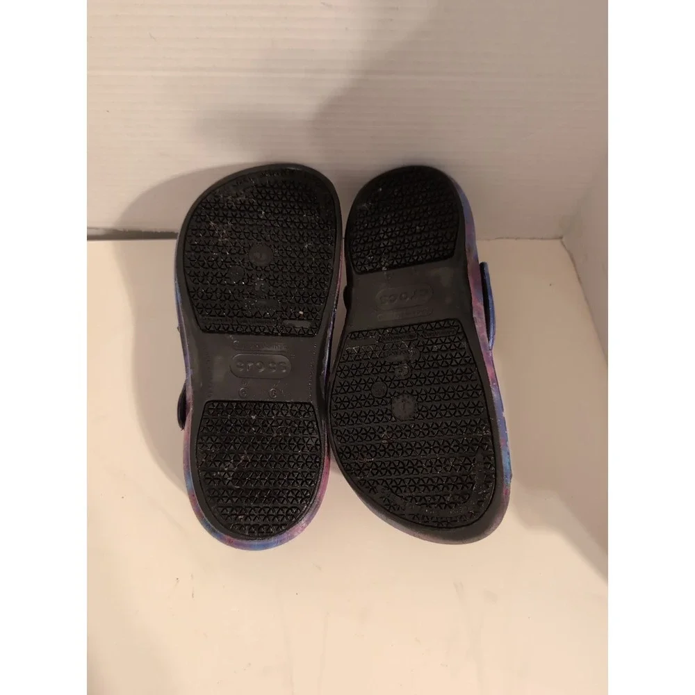 Crocs Bistro Graphic Work Clog Mens 12 Slip Resistant Shoes Black Galaxy Slip On